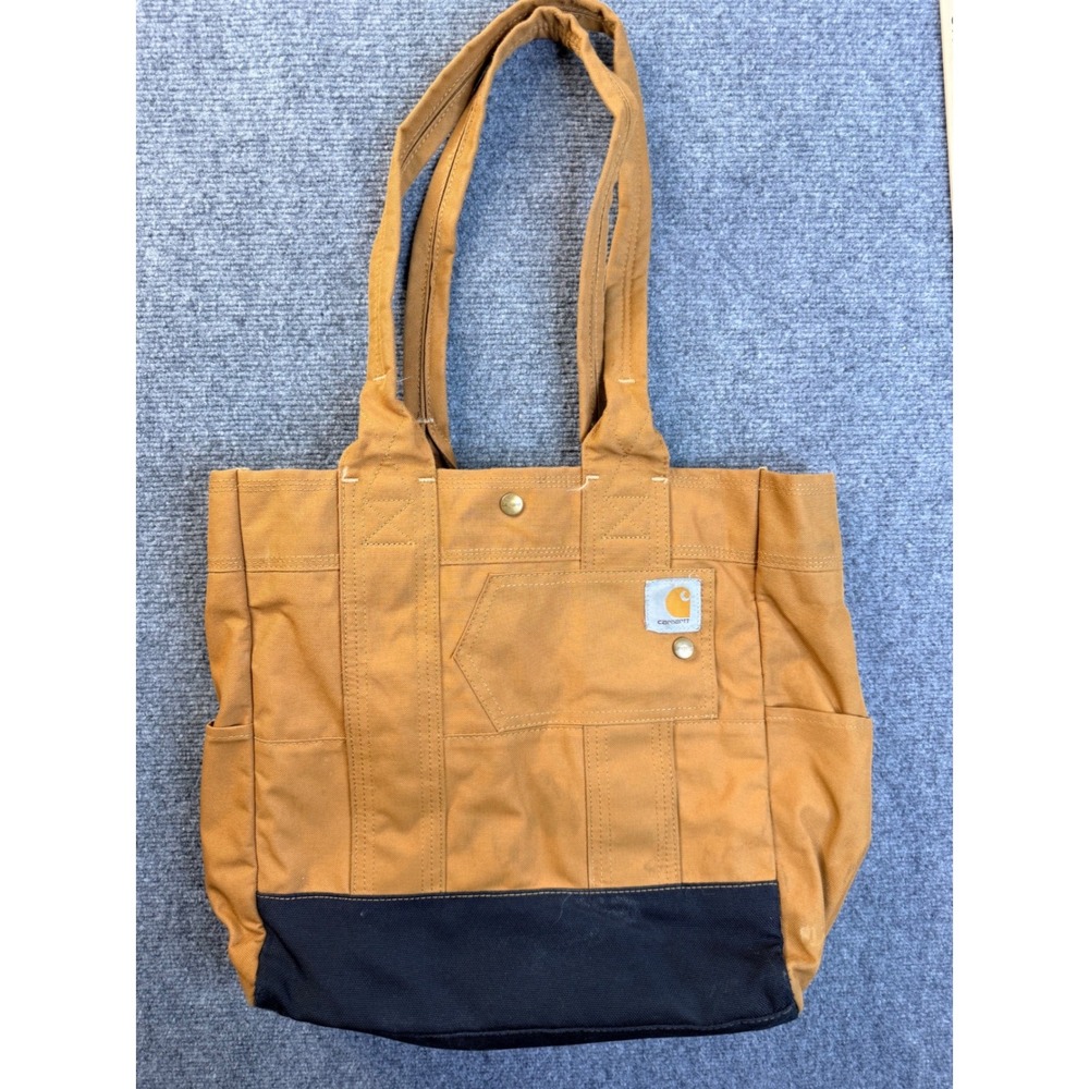 Carhartt Legacy East West Tote Bag Brown Canvas Workwear Shoulder Bag Pockets